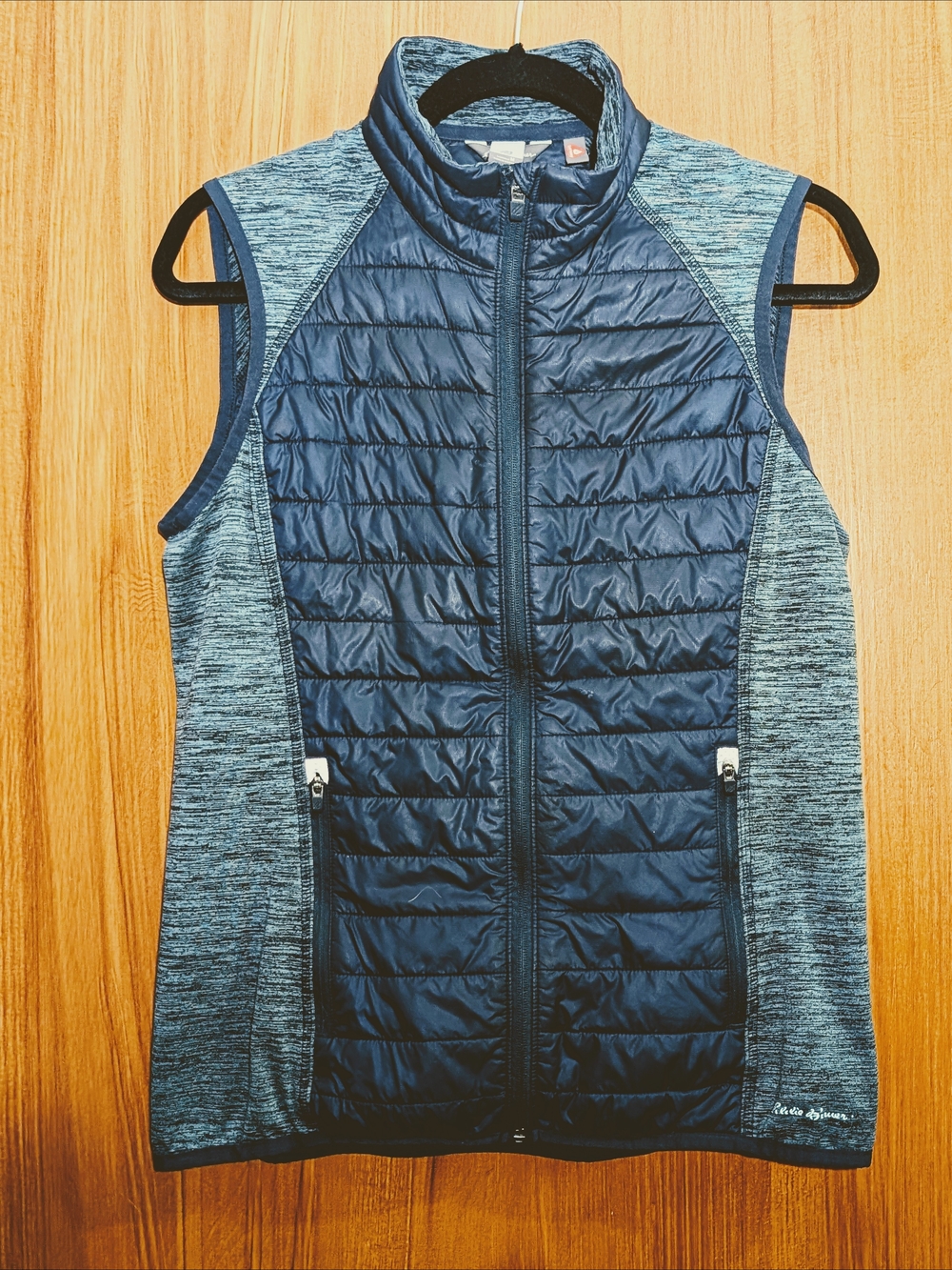 Eddie Bauer Women's Quilted Puffer Vest Full Zip Pockets Blue/Gray Size M